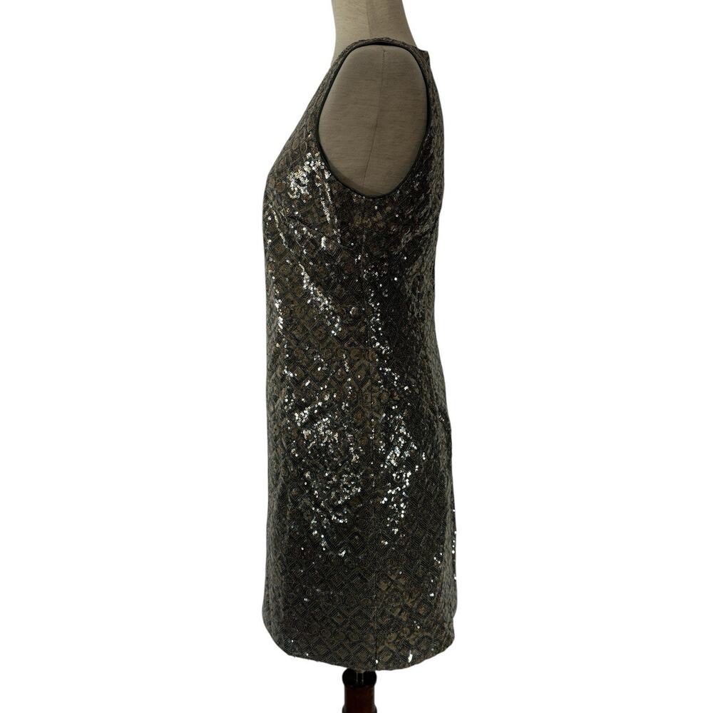 Banana Republic Cocktail Dress Women 6 Gold Silver Metallic Sequin Shift Party - Picture 5 of 12